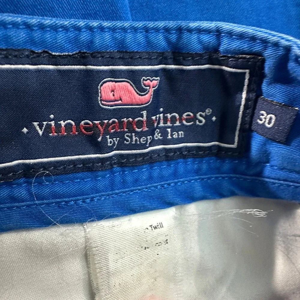 Vineyard Vines Mens 30 Royal Blue Breaker Cotton Twill Flat Front Chino Shorts